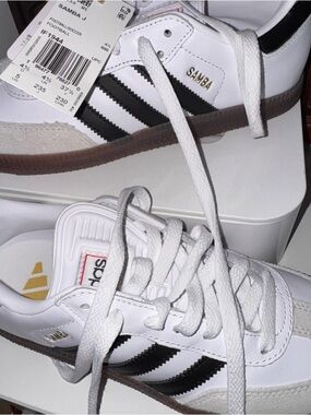 adidas White Leather Sneakers with Gold Accent